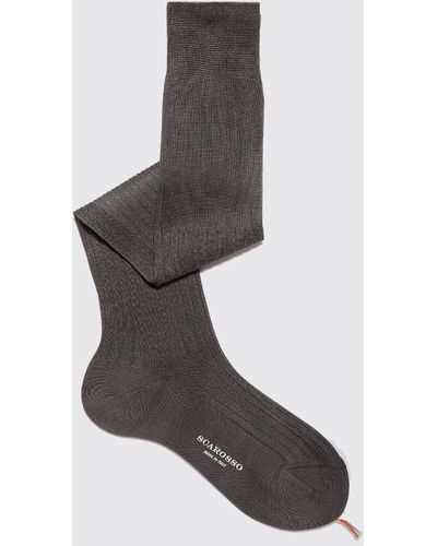 SCAROSSO Socken Italian Shoe Grey Cotton Knee Socks - Schwarz