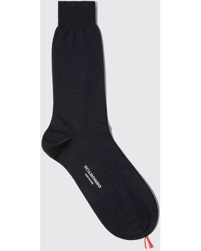 SCAROSSO Bevor sie ausverkauft sind Navy Wool Calf Socks Merinowolle - Blau