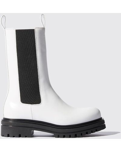 SCAROSSO Boots Naomi White Bright Brushed Calf
