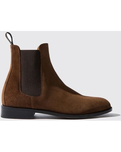 SCAROSSO Chelsea Boots Caterina Marrone Suede Leather - Brown