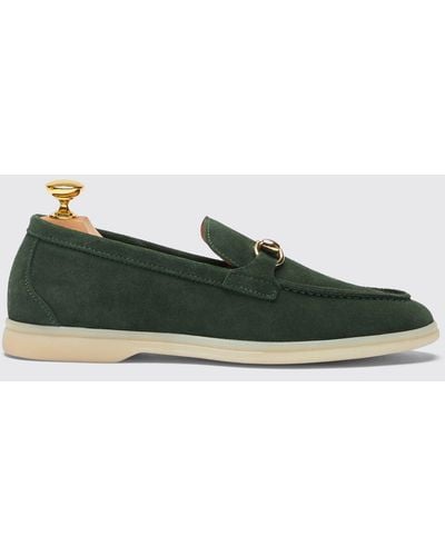 SCAROSSO Lilia Green Suede Loafers