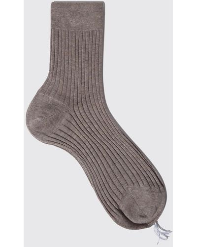 SCAROSSO Gray Cotton Ankle Socks Socks - Black
