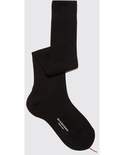 SCAROSSO Socken Italian Shoe Black Wool Knee Socks - Schwarz