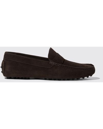 SCAROSSO Michael Brown Suede Driving Shoes