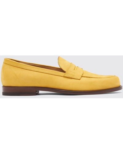 SCAROSSO Austin Yellow Nubuck Loafers - Black