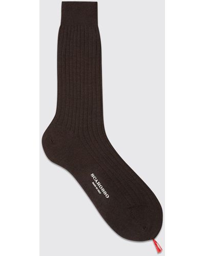 SCAROSSO Socken Dark Brown Cotton Calf Socks Baumwolle - Braun