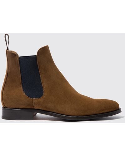 SCAROSSO Chelsea Boots Giancarlo Tabacco Cuir velours - Marron