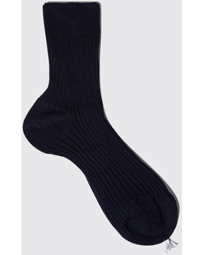 SCAROSSO Blue Cotton Ankle Socks Socks - Black