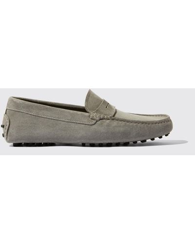 SCAROSSO Michael Grey Suede Driving Shoes