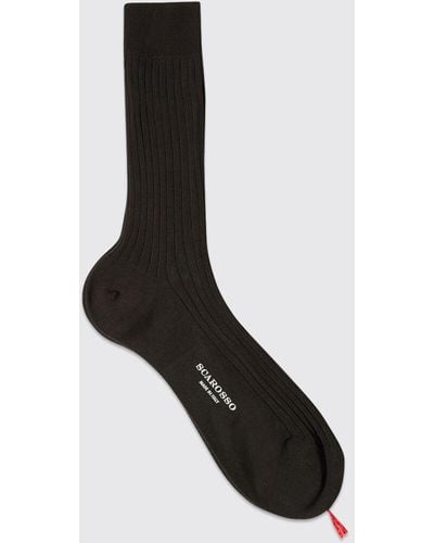 SCAROSSO Bevor sie ausverkauft sind Dark Brown Wool Calf Socks Merinowolle - Braun