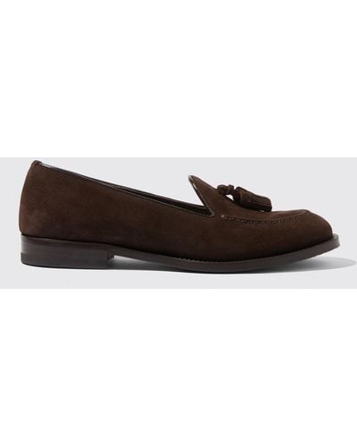SCAROSSO Sienna Brown Suede Loafers