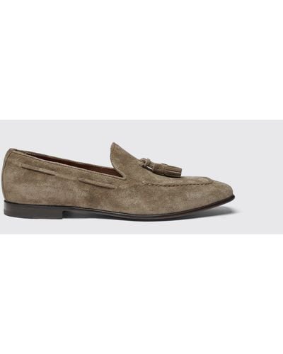 SCAROSSO Rodolfo Taupe Suede Loafers - Black