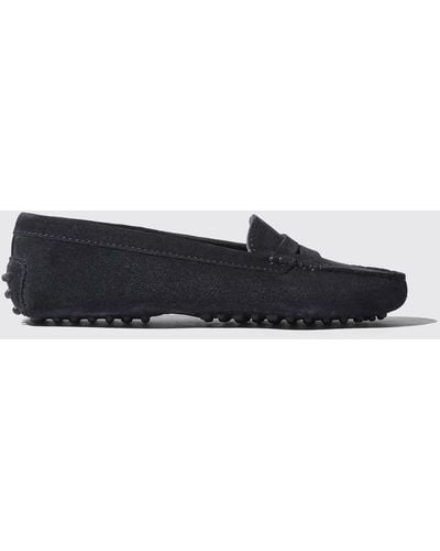 SCAROSSO Loafers & Flats Sofia Blu Scamosciata Suede Leather - Black