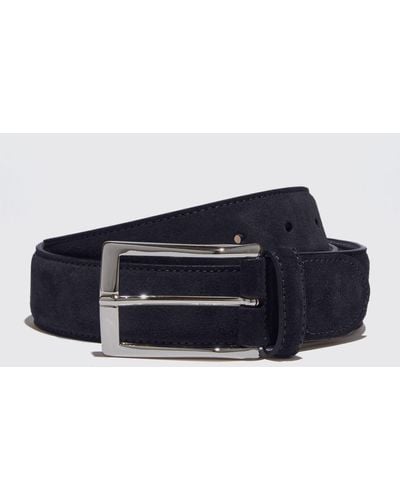SCAROSSO Belts Cintura Blu Classica Suede Leather - Blue