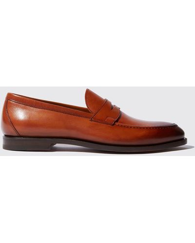 SCAROSSO Stefano Cognac Hand-finished Loafers & Flats - Black