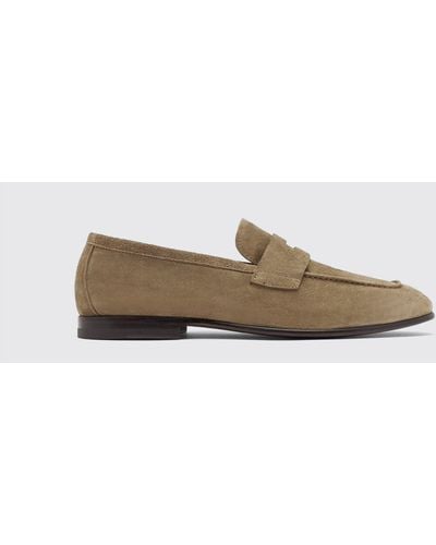 SCAROSSO Gregory Taupe Suede Loafers - Black