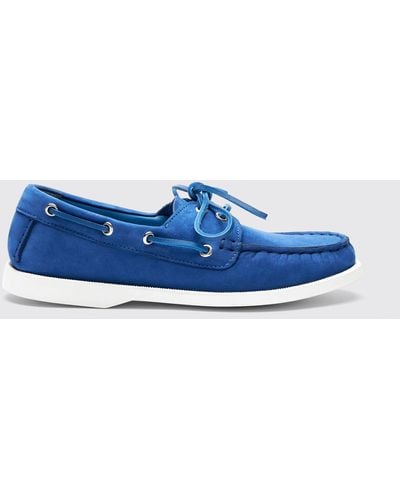 SCAROSSO Oprah Blue Nubuck Boat Shoes