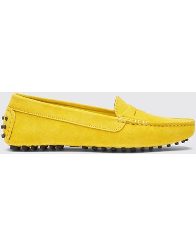 SCAROSSO Ashley Yellow Suede Driving Shoes