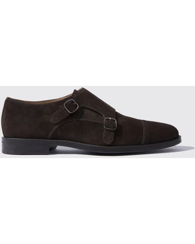 SCAROSSO Monk Strap Shoes Francesco Moro Scamosciato Suede Leather - Brown