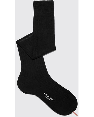 SCAROSSO Socken Italian Shoe Navy Cotton Knee Socks - Schwarz