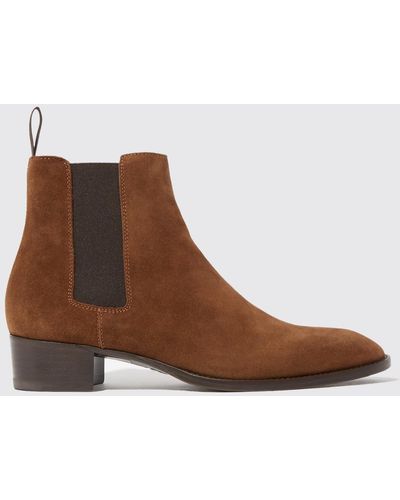 SCAROSSO Axel Tan Suede Chelsea Boots - Black