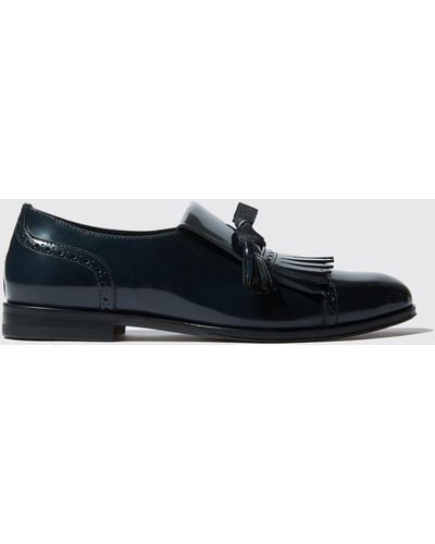 SCAROSSO Monk Strap Shoes Lucy Blue Calf Leather
