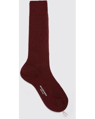 SCAROSSO Burgundy Wool Calf Socks Socks - Purple