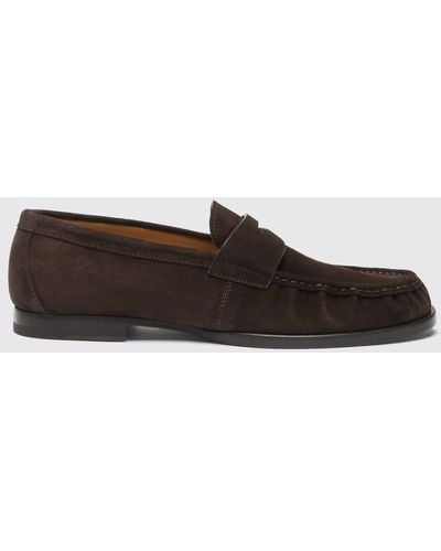 SCAROSSO Fred Brown Suede Loafers - Black