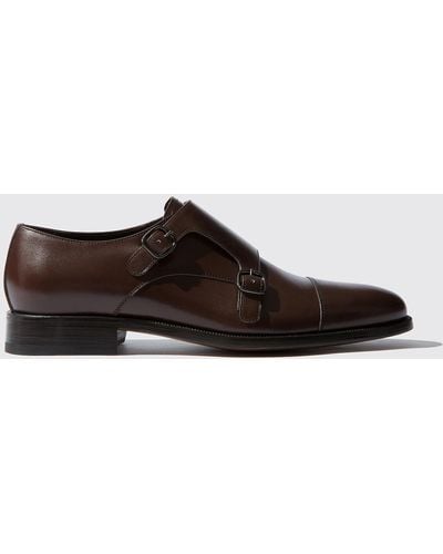 SCAROSSO Monk Strap Shoes Gervasio Marrone Calf Leather - Brown