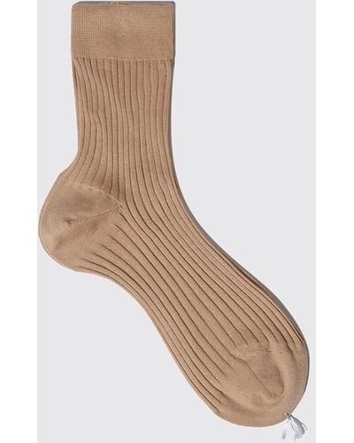 SCAROSSO Beige Cotton Ankle Socks Socks - Black
