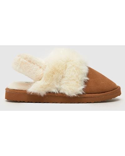 Schuh Ladies Brown Harper Fur Mule Slippers