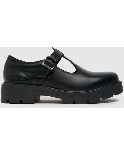 Kickers Kori T Bar Mono Flat Shoes In - Black