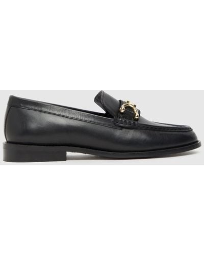 Schuh Lassie Leather Snaffle Loafer Flat Shoes In - Black