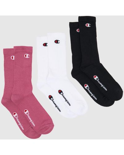 Champion Crew Socks 3 Pack - Pink