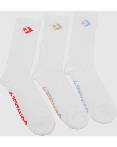 Converse Classic Star Crew Sock 3 Pack - White