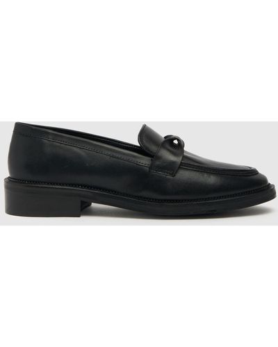 Schuh Louise Leather Bow Loafer Flat Shoes In - Black