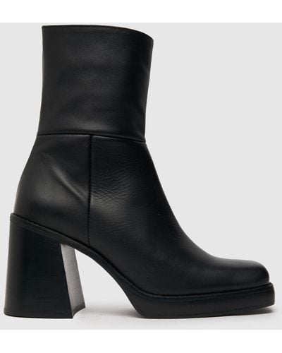 Schuh Briana Leather Platform Boots In - Black