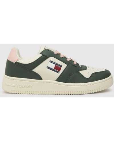 Tommy Hilfiger Retro Leather Basketball Trainers In - Green