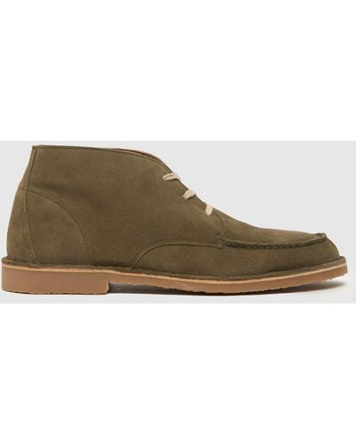 Schuh Dexter Suede Apron Boots In - Green