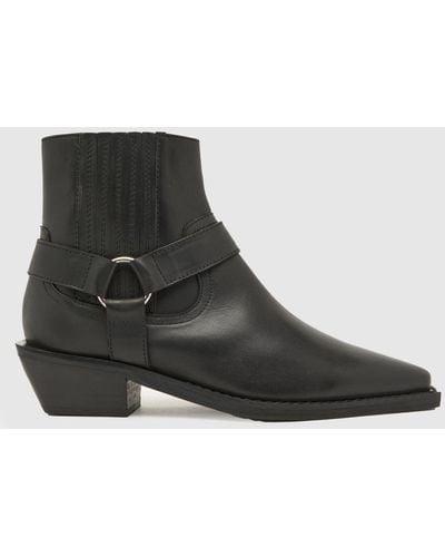 Schuh Women's Azlan Leather Hardware Western Boots - Black