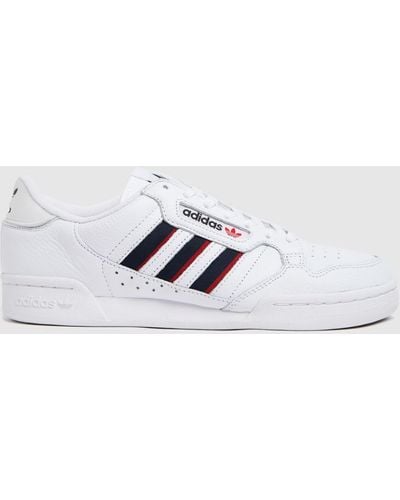 adidas Continental 80 Stripe Trainers In White & Navy