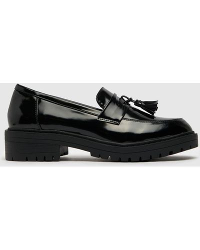 Schuh Lexi Chunky Patent Loafer Flat Shoes In - Black