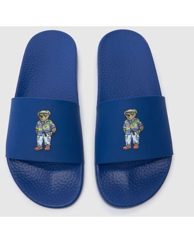 Polo Ralph Lauren Bear Slide Sandals In - Blue
