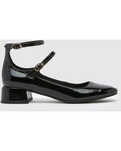 Schuh Sandie Patent Mary Jane Low Heels In - Black