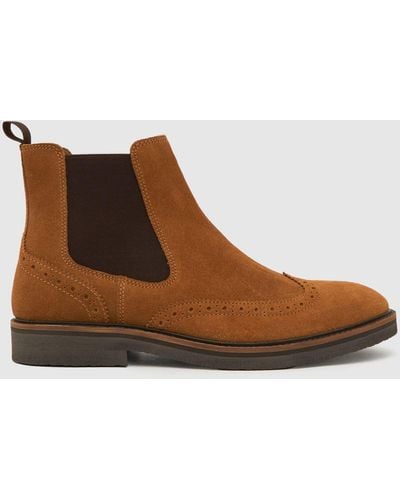 Schuh Doyle Suede Brogue Boots In - Brown