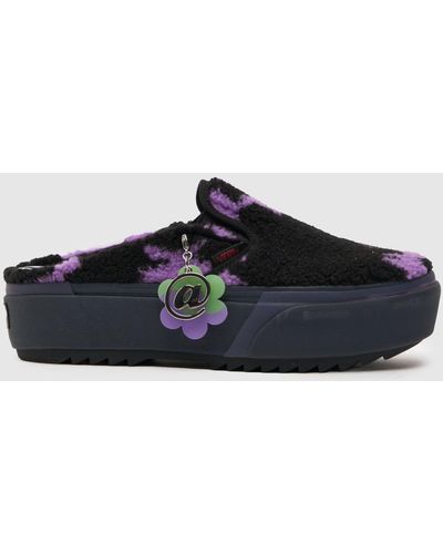 Vans Black And Purple Classic Slip-on Mule Stacked Flat Shoes
