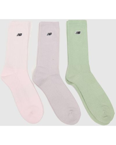 New Balance Small Logo Knit Socks 3 Pack - Green
