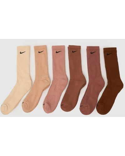 Nike Crew Socks 6 Pack - Brown