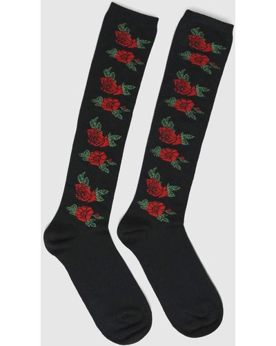 Dr. Martens Black & Red Vonda Long Sock