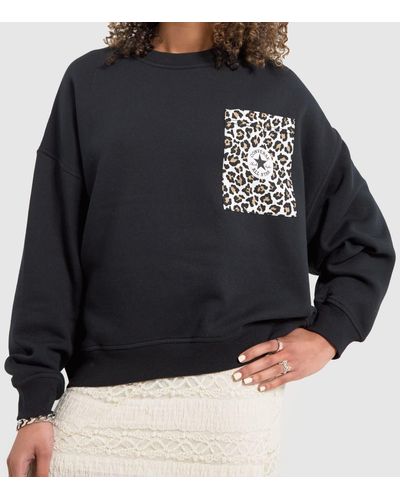 Converse Leopard Sweatshirt In - Black